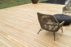 An expensive Hardwood Deck built outside