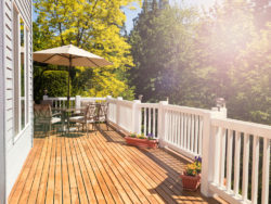 Soft wood deck built outside a house